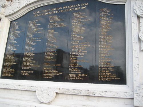 Memorial to the victims of the terrorist attack in Kuta, Bali 2002.